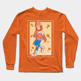 Cute Strawberry Juice Girl (Retro Cartoon Coloring) Long Sleeve T-Shirt